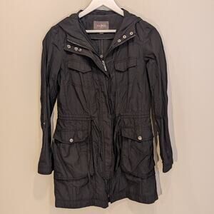 Cole Haan Womens Jacket Nylon Anorak Black Rain Zip Hood - Size S